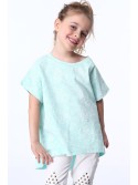 Girls\' blouse with ties, white and mint NDZ8200 - Online store - Boutique